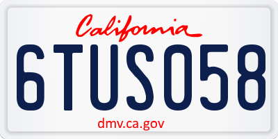 CA license plate 6TUS058