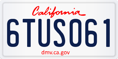 CA license plate 6TUS061