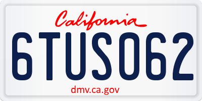 CA license plate 6TUS062