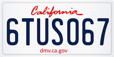 CA license plate 6TUS067