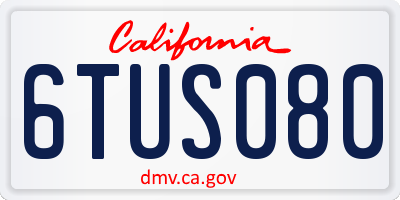 CA license plate 6TUS080
