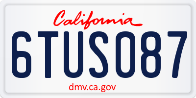 CA license plate 6TUS087