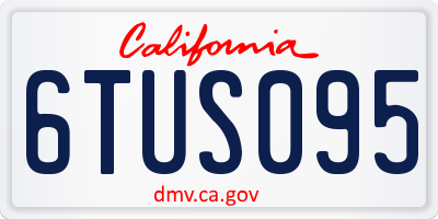 CA license plate 6TUS095