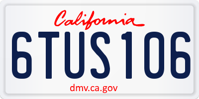 CA license plate 6TUS106