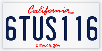 CA license plate 6TUS116