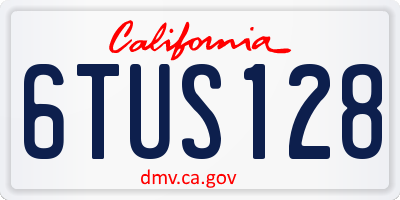 CA license plate 6TUS128