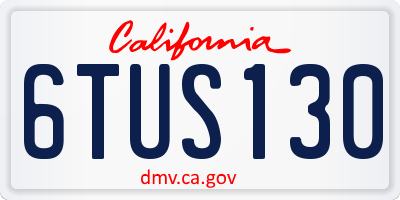 CA license plate 6TUS130