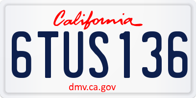 CA license plate 6TUS136