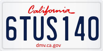CA license plate 6TUS140