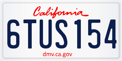 CA license plate 6TUS154