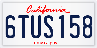 CA license plate 6TUS158