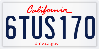 CA license plate 6TUS170