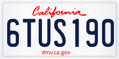 CA license plate 6TUS190