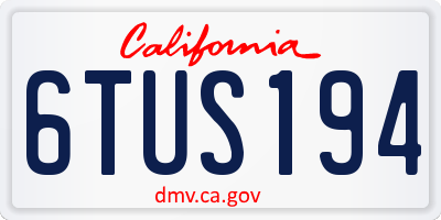 CA license plate 6TUS194