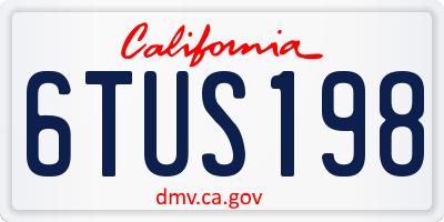 CA license plate 6TUS198