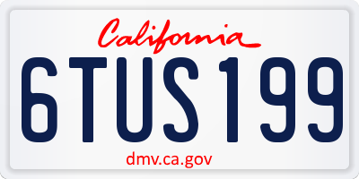 CA license plate 6TUS199