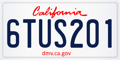 CA license plate 6TUS201