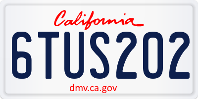 CA license plate 6TUS202