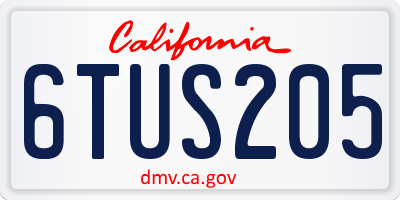 CA license plate 6TUS205