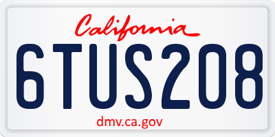 CA license plate 6TUS208