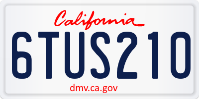 CA license plate 6TUS210