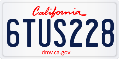 CA license plate 6TUS228