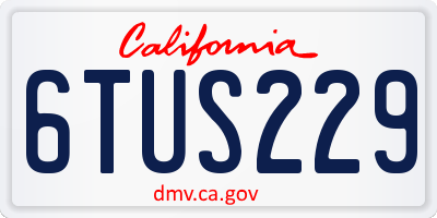 CA license plate 6TUS229