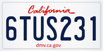 CA license plate 6TUS231