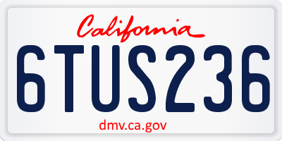 CA license plate 6TUS236