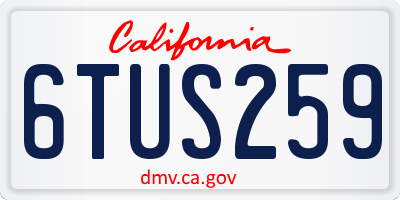 CA license plate 6TUS259