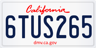 CA license plate 6TUS265