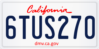 CA license plate 6TUS270