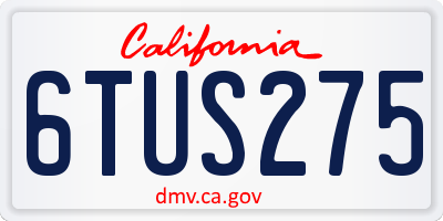 CA license plate 6TUS275
