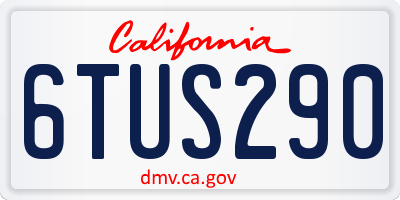 CA license plate 6TUS290