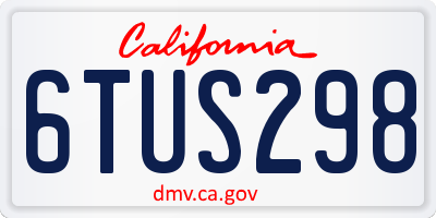 CA license plate 6TUS298