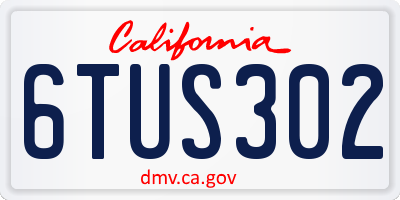 CA license plate 6TUS302