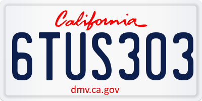 CA license plate 6TUS303