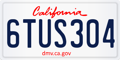 CA license plate 6TUS304