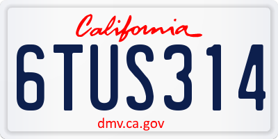 CA license plate 6TUS314