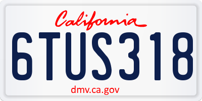 CA license plate 6TUS318