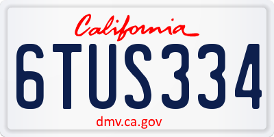 CA license plate 6TUS334