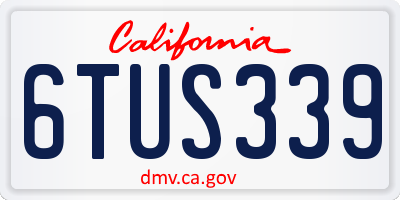 CA license plate 6TUS339