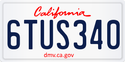 CA license plate 6TUS340