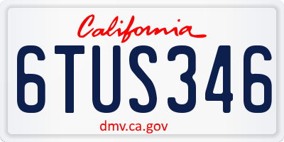 CA license plate 6TUS346