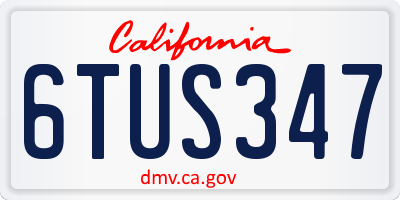 CA license plate 6TUS347