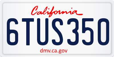 CA license plate 6TUS350