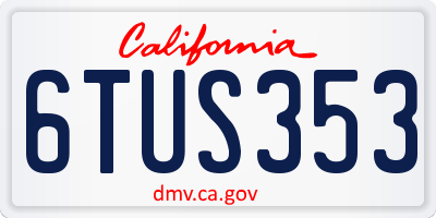CA license plate 6TUS353