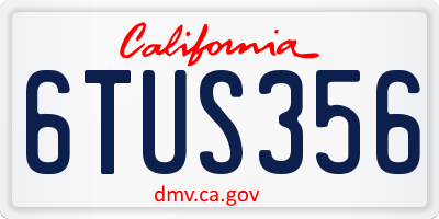CA license plate 6TUS356