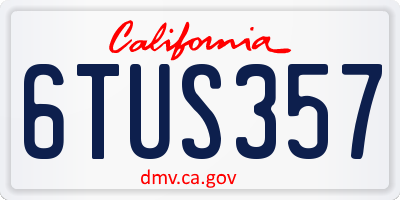 CA license plate 6TUS357