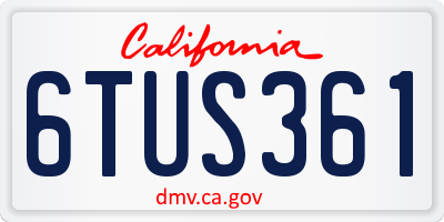 CA license plate 6TUS361